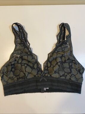 aerie Olive Lace Bralette with Scalloped Trim Size L
